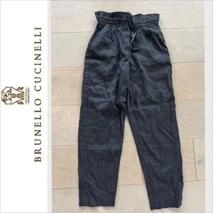 NWOT Brunello Cucinelli gray paper bag waist hi rise pant It 38/ US 2